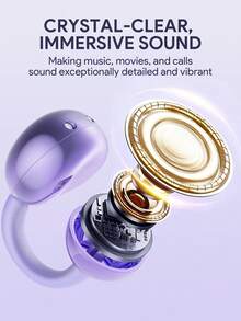 JMMO Tai nghe không dây thời trang, Tai nghe không dây, Tai nghe kẹp dành cho thể thao, âm nhạc, chơi game, độ trễ thấp, cuộc gọi độ nét cao có micrô, thời lượng pin dài, chống nước, đeo thoải mái - Màu tím - Xem 3