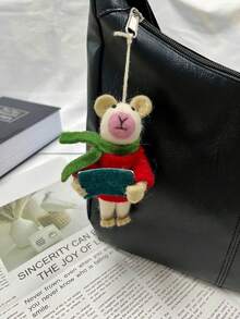 (Not Plush Filled)Cute Felt Ornament Set, Adorable Keychain & Bag Charm With Mini Home Decor For Shelf Desk, Aesthetic Photo Prop - Multicolor - View 8
