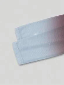 SHEIN Tween 女童运动服渐变色网眼长袖紧身衣，水钻装饰体操连体衣，四向弹力高弹力健身户外运动舞蹈瑜伽体操连体衣 - 中紫紅色 - 查看 6
