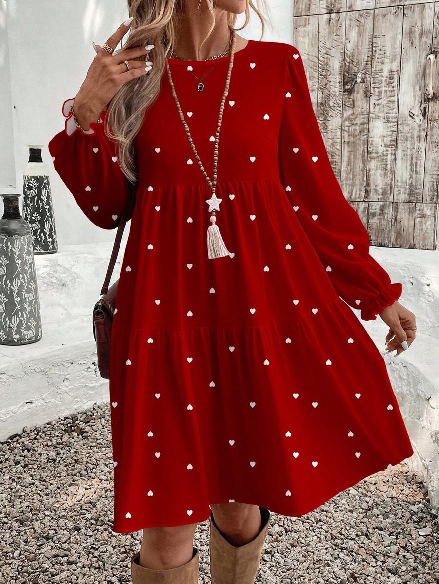 EMERY ROSE Gaun Kasual Minimalis Motif Bunga Kecil Longgar Leher Bulat Ukuran Besar, Cocok Untuk, Bunga/Musim Semi/Musim Panas/Liburan - MultiWarna - View 1