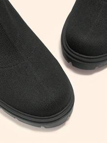 CUCCOO BASICS Women's Black Casual Versatile Chunky Heel Ankle Boots For Christmas - Black - View 5