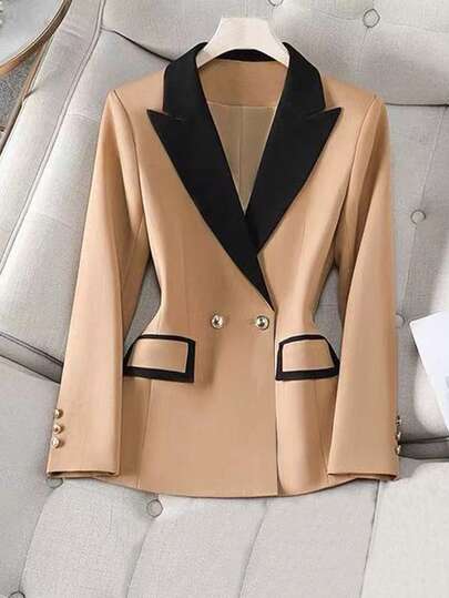 Franclia Nueva chaqueta de blazer casual y con estilo vintage para mujer