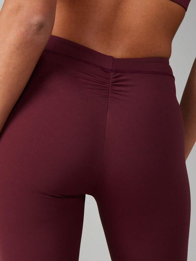MISSGUIDED Leggings capri taille haute en tissu stretch performant pour le yoga, la course, le pilates, l'entraînement et la fitness, couleur bordeaux