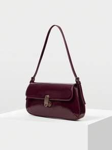MOTF PREMIUM FLAP PU LEATHER SHOULDER BAG - Burgundy - View 3