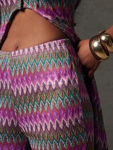 NYA SZN Bree Pant High Rise Brunch Special Occasion Event Vacation Spring Summer Knit Pant Bottoms Carnival Outfits For Women - Purple - View 4