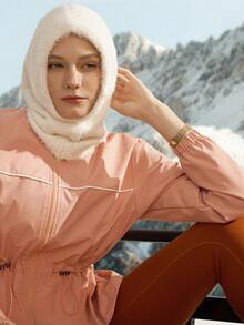 Activina Women's Solid Color Minimalist Daily Wear Zip-Up High Collar Long Sleeve Sports Jacket - Pink - View 8
