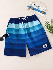 SHEIN Maillot de bain rayé bleu pour adolescent, confortable, à la mode, polyvalent et doux, idéal pour le quotidien, le sport, les vacances à la plage, les festivals de musique, les vacances, le printemps et l'été. - Bleu azur - Voir 8