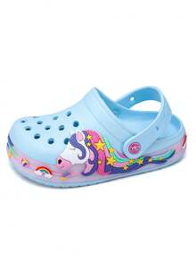 GETAC Sandalias chanclas luz LED de verano niño comodos para deporte y playa diseño unicornio dormido - Celeste - Ver 6