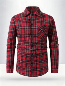 Vacaura 1 pezzo Camicia casual a quadri rossi per ragazzo adolescente, adatta per l'autunno/inverno, per uso quotidiano, per andare al lavoro, per la scuola, per feste di Natale, può essere indossata da sola o come strato interno