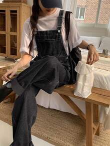 DAZY 女士及女孩休闲复古牛仔背带裤和连体裤