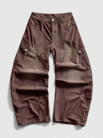 Street Life Jeans de mezclilla de corte holgado y casual con bolsillos para hombre