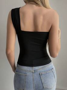 DAZY 女士夏季镂空交叉绑带修身性感休闲吊带背心 Y2k - 黑色 - 查看 3