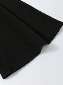 SHEIN Tall CURVE Quần dài công sở màu trơn cạp cao cỡ lớn cho nữ, dáng cao, có túi - màu đen - Xem 7