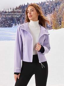 OutZeal 女士户外夹克 露营徒步 防水防风 短款带拉链口袋 - 淡紫色 - 查看 4