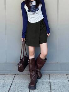 FRIFUL 女士二合一腰部蝴蝶结短裤 - 黑色 - 查看 5