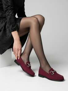 Women Loafers Shoes - 酒紅色 - 查看 2