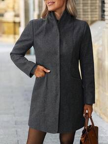 SHEIN Clasi Modischer Pendler-Mantel für Damen, Herbst/Winter Herbst Winter Neujahr Weihnachten - Grau - Übersicht 8