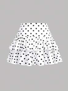 Girlism 少女波点针织伞裙 - 黑與白 - 查看 2