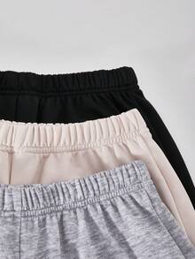 SHEIN ChillGRL 3 件套 Casuvi 儿童女童厚针织运动裤，时尚数字印花宽松裤装，适合春秋季休闲、运动、度假 - 彩色 - 查看 4