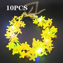 LED Flower Crowns Headbands - Mardi Gras Light Up Headband For Women, Garlands Glowing Floral Wreath Crowns For Wedding Beach Party Birthday Cosplay - Valentine's Day, Flowers, Couples, Love, Sets Gifts, Funny Gifts, Ribbon, Balloons - Multi-color light - View 14