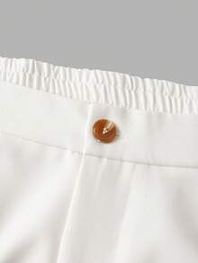 EASEVO 男士加大码纯色休闲直筒裤 - 白色 - 查看 8