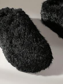 Solecia Women's Fashionable Versatile Fluffy Thick Sole Slippers, Autumn/Winter For Christmas - Black - View 5