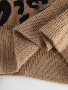 EMERY ROSE Casual Leopard Print Turtleneck Knit Dress, Autumn/Winter - Khaki - View 6