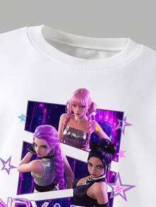 Sparklyn 两件套韩流图案卫衣和打底裤套装，适合少女穿着，圆领套头衫搭配修身裤，时尚休闲，秋冬季穿搭。 - 彩色 - 查看 6