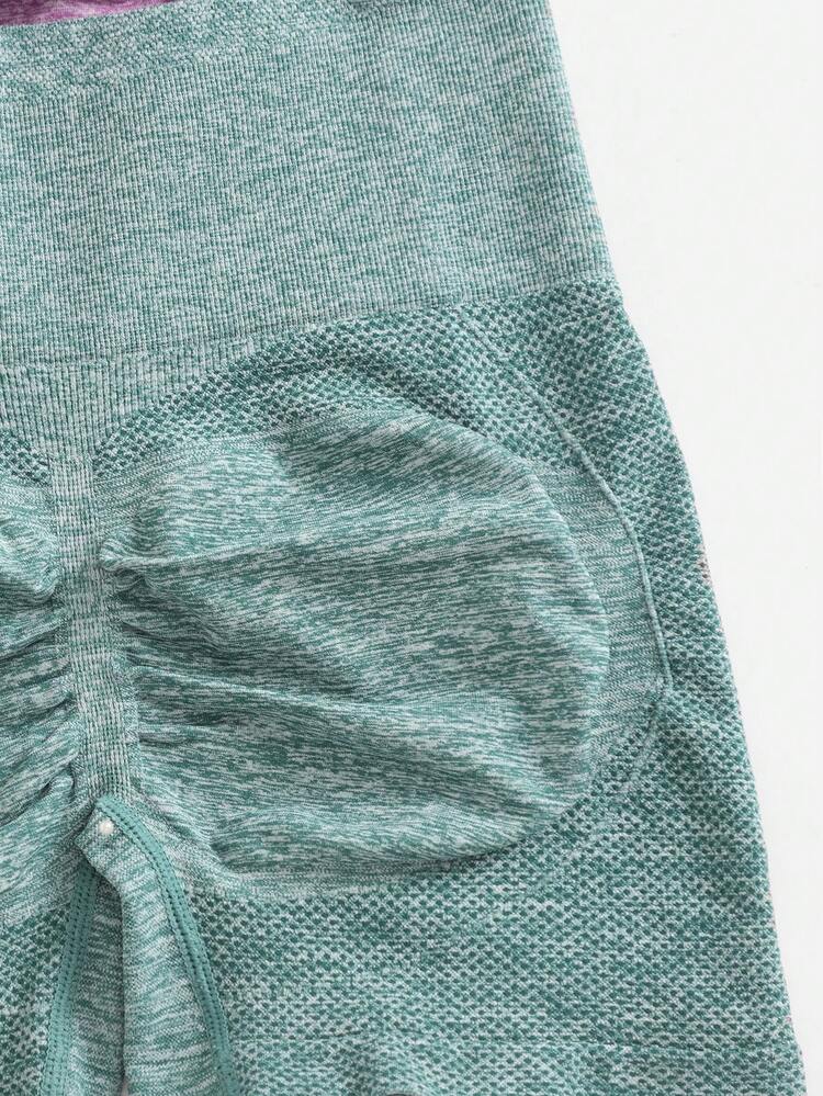 Easithlete Women's Four-Piece Set Of Charmed Linen Shorts In Blue/Olive Green/Purple/Grey Seamless Knitted High-Waisted Tapered Yoga Pants For Fitness Compression Soft Elastic Tight Breathable Short-Sleeved Fitness Pants With Tight Fit Silhouette Suitable For Running, Cycling, Fitness, Outdoor Sports, Training, Thick Shorts, Fashionable Peach Buttocks Appropriate For Spring, Summer And All Seasons Best-Selling Styles