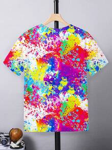 SHEIN Fantacosmos Tween Boy Round Neck 3D Dinosaur Graphic Short Sleeve T-Shirt, Summer - White - View 2