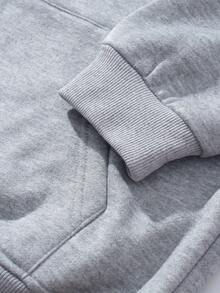 Sudadera Casual Con Capucha Con Forro Polar para mujer ,Con Estampado De Reno Sonriendo - Cuello Redondo, Manga Larga, para Otoño e Invierno - Gris - Ver 3