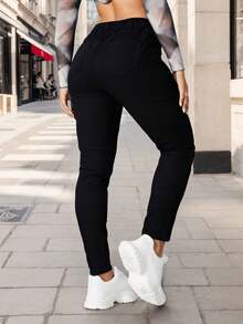 Jogger para mujer en varios colores con elastico en pretina y Tobillos - Negro - Ver 3