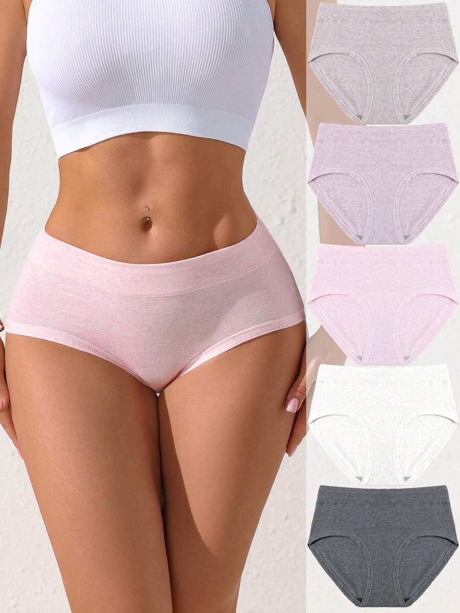 Conjunto de 5 calcinhas femininas confortáveis, macias e respiráveis.