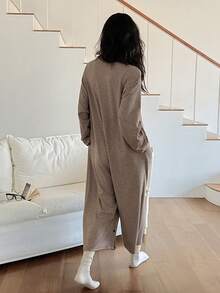 DAZY 女士休闲条纹翻领连体裤