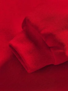 Mujer sudadera casual patrón lazo ajustada cuello con capucha manga larga otoño invierno uso diario sudadera - Rojo - Ver 4