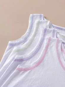 女童舒适休闲柔软面料蝴蝶装饰家居服，适合日常穿着 - 白色 - 查看 3