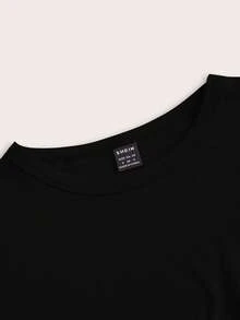 SHEIN Tall CURVE 加大码四件套纯色短款圆领短袖修身女式T恤，适合夏季穿着 - 彩色 - 查看 4