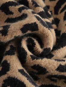 EMERY ROSE Casual Leopard Print Turtleneck Knit Dress, Autumn/Winter - Khaki - View 5