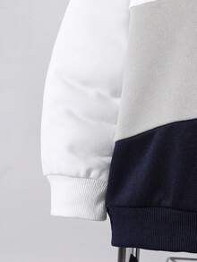 Vacaura 2 Stücke Jungen Lässig Kapuzen Patchwork Sweatshirt und Kordelzug Jogginghose Set - Verschiedenfarbig - Übersicht 4