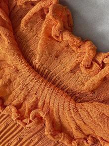 Modelyn 2件套优雅淑女风无袖针织背心和长款百褶裙套装 - 橘色 - 查看 8