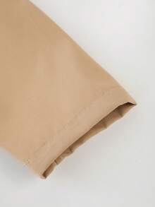 Vacaura Tween Boy 中长款休闲翻领宽松风衣，英伦风单排扣