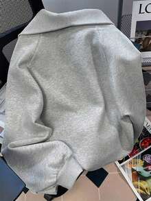 Resyla Casual Loose High Neck Zipper Half-Zip Graphic Print Long Sleeve Hoodie, Plus Size