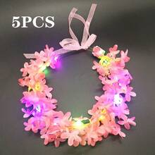 LED Flower Crowns Headbands - Mardi Gras Light Up Headband For Women, Garlands Glowing Floral Wreath Crowns For Wedding Beach Party Birthday Cosplay - Valentine's Day, Flowers, Couples, Love, Sets Gifts, Funny Gifts, Ribbon, Balloons - Multi-color light - View 16