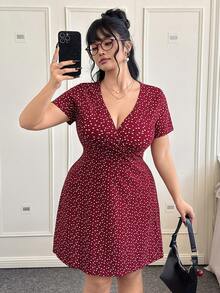 CovetEZ 大码复古心形 A 字形黑色情人节约会晚礼服 - 紅色 - 查看 4