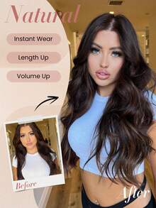 2号深棕色夹式接发片，真人发，120克，7片装，直发，Remy发夹式接发片 - S2 - 查看 8