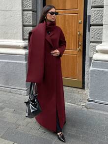 Aloruh Women's Elegant Loose Woven Infinity Scarf Extra Long Cardigan Autumn Winter Clothes For Women Autumn Winter Clothes For Women - Burgundy - View 1
