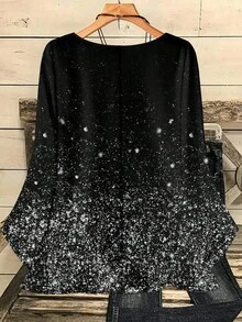 SHEIN CURVE+ Plus Size Women Casual Loose Blouses New Year Party - Multicolor - View 2