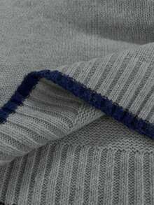 Franclia 法式复古宽松高领长袖撞色滚边针织套头毛衣，女士秋冬款