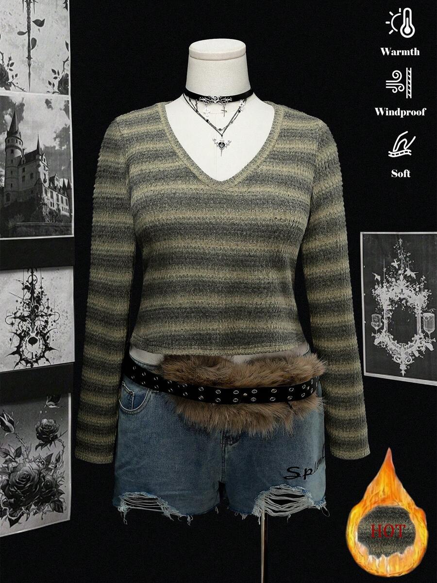 INAWLY Maglietta a bustier grigia a costine, essenziale minimalista per uso quotidiano, adatta per festival e uscite, stile Y2K, taglie forti, per autunno/inverno - Multicolore - Visualizzare 1