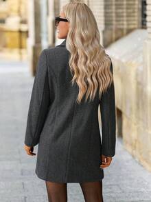 SHEIN Clasi Modischer Pendler-Mantel für Damen, Herbst/Winter Herbst Winter Neujahr Weihnachten - Grau - Übersicht 2
